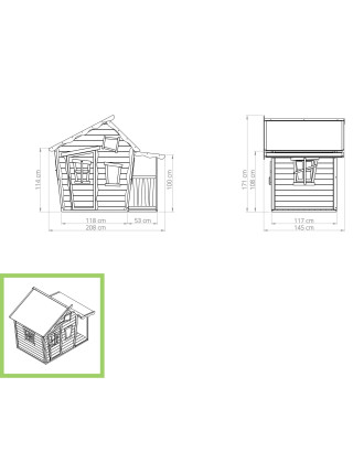 Дерев'яний будиночок з кедра EXIT Crooky 150 сіро-бежевий
